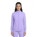 Wholesale women's lavender zip-up track jacket with ribbed cuffs and side pockets