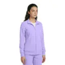 Wholesale women's lavender zip-up track jacket with ribbed cuffs and side pockets
