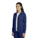 Wholesale women's navy blue zip-up jacket with white undershirt