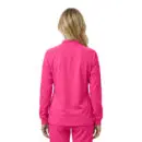 Wholesale women's hot pink zip-up jacket with long sleeves and ribbed cuffs