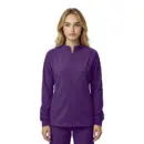 Wholesale women's purple zip-up jacket with long sleeves and ribbed cuffs