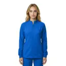 Wholesale women's royal blue zip-up jacket with long sleeves and ribbed cuffs