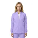 Wholesale women's lavender zip-up jacket with long sleeves and ribbed cuffs