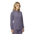Wholesale women's purple zip-up jacket with long sleeves and ribbed cuffs
