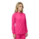 Wholesale women's hot pink zip-up jacket with long sleeves and matching pants set