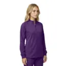 Wholesale women's purple zip-up jacket with long sleeves and ribbed cuffs