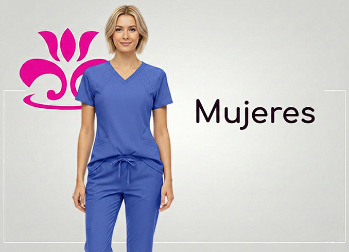 Wholesale women's blue scrubs set with short sleeve top and drawstring pants