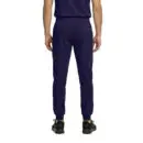 Wholesale men's navy joggers with elastic waistband and cuffed ankles, back view