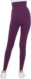 Wholesale women's high-waisted purple leggings with side pockets and ankle cuffs