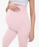 Wholesale maternity high-waist leggings in pink with belly support panel and side pockets